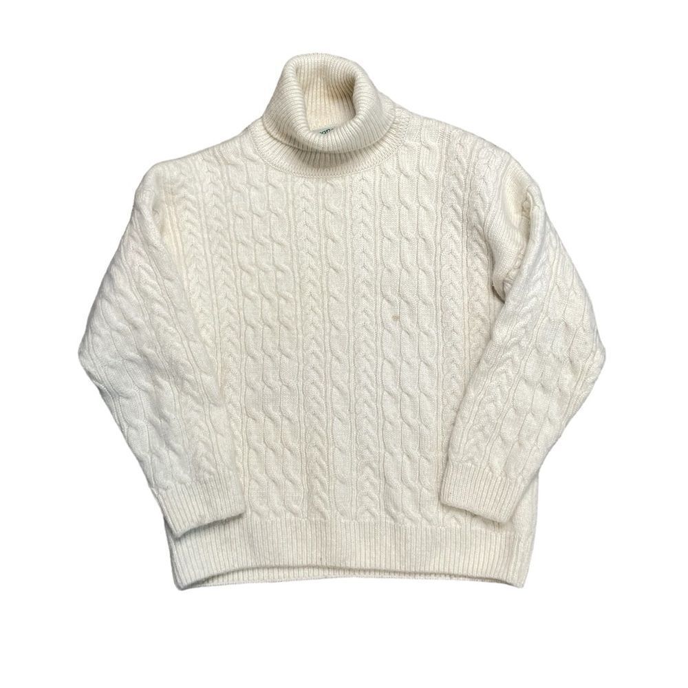 PETITE Aran Crafts 100% Merino Wool Turtleneck Sweater